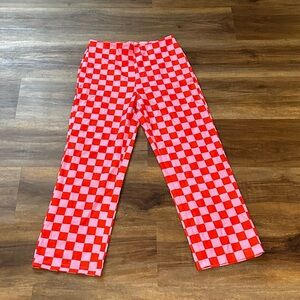 Pink and Red Checkered Pants